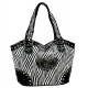 Animal Zebra Print Tote Bags w/ 3-Heart Charm - White - BG-127HZ-WT